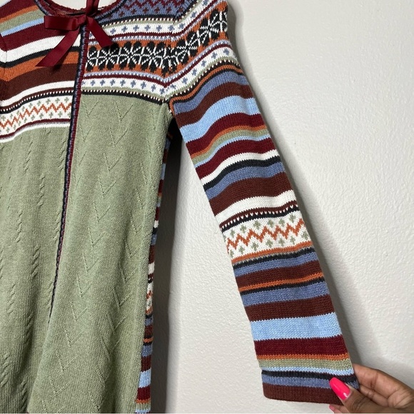 Hanna Andersson Girls Midi Dress‎ 10 Storyteller Fair Isle Patchwork Holiday - Picture 4 of 9